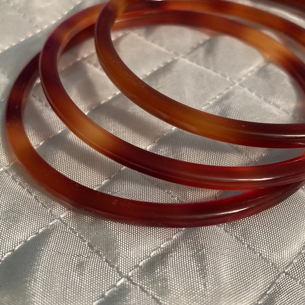 3 Vintage Tortoise Shell Bangles - image 6